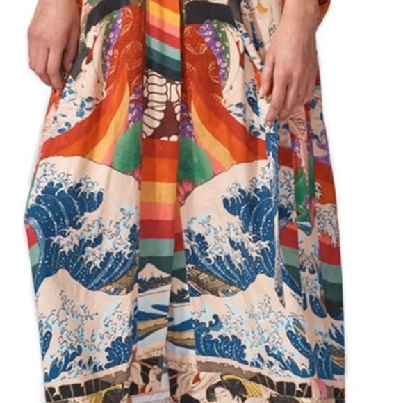 Colorful Rayon Asian kimono - Picture 3 of 5